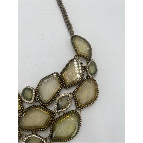 Vintage Statment Necklace Gold Tone Maximalist Chunky MCM Lucite Signed C 17" - Picture 4 of 11